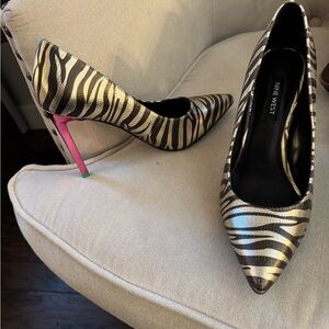 Nine West Zebra Print Heels with Pink Accents